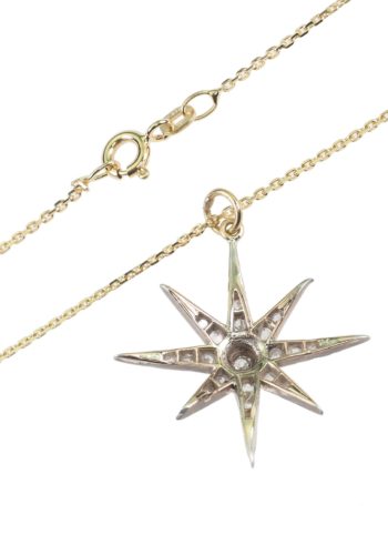 ** SOLD ** Ca. 1900 - Late Victorian Star-Pendant with Diamonds, incl. Goldchain - Image 4
