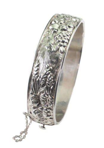 ** SOLD ** Ca. 1930 - Sterling Silver Bangle "Autumn motif" crafted in Portugal - Image 3
