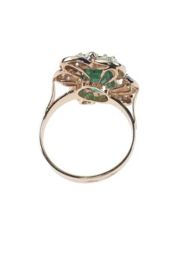 Ca. 1950 - Italian Emeraldring with 18 Diamonds, Vintage - Image 5