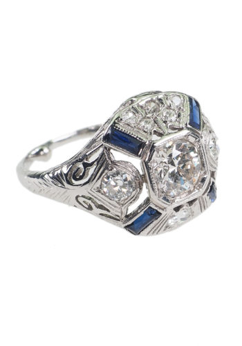 Ca. 1925 - Platinum Art déco Ring incl. Gemstones certificate! - Image 3