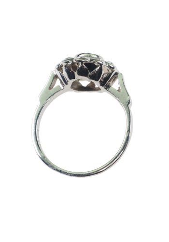 Ca. 1950 - 14 ct. Gold Ring with Sapphire & Diamonds, Vintage Austria Daisy - Image 5