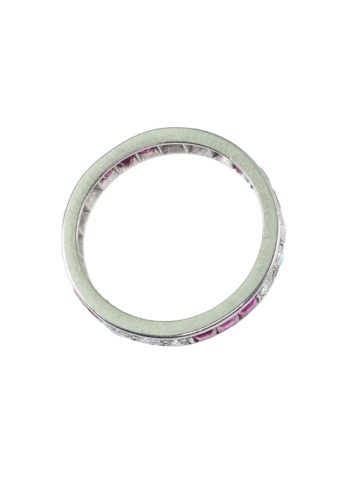 Ca. 1960 - 18 ct. Gold Vintage Eternityring / Engagement ring with Rubies & Diamonds - Image 4