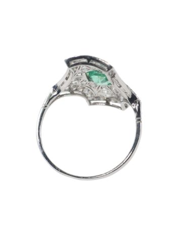 ** SOLD ** Ca. 1925 - Art déco Emerald & Diamonds Ring, incl. Gems Appraisal! - Image 5