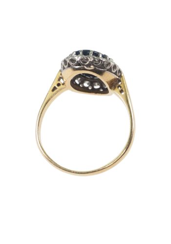 ** SOLD ** Ca. 1910 - Black Opal Ring with 18 Diamonds, Edwardian - Image 5