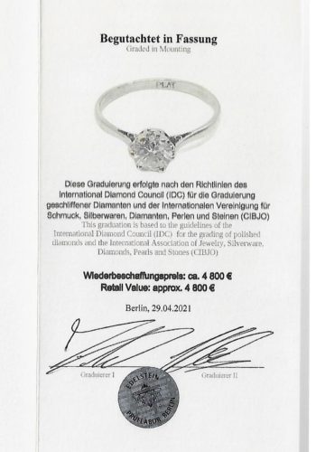 Ca. 1970 - Brilliant Solitaire Engagement ring, incl. Gemstone Certificate! - Image 10