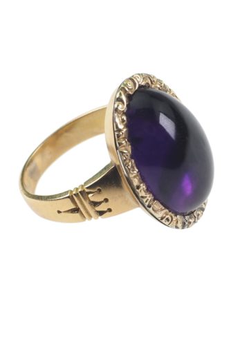 Ca. 1900 - 18 ct. Gold Ring with Amethyst cabochon, late Victorian - Image 3