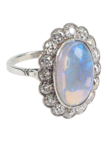 ** SOLD ** Ca. 1930 - Art déco Opalring, incl. Gemstones certificate! - Image 3