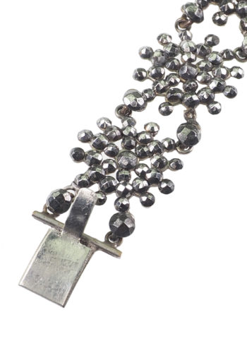 Ca. 1850 - Cut Steel Bracelet with black Vauxhall glass, from Victorian England - Image 3