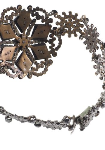 Ca. 1850 - Cut Steel Bracelet with black Vauxhall glass, from Victorian England - Image 4