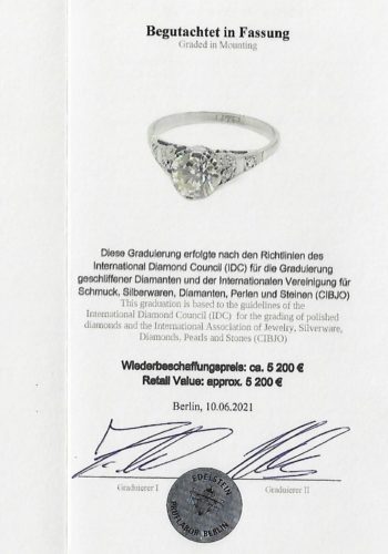 Ca. 1950 - Vintage Engagement ring yellow Single carat, incl. Gemstones certificate! - Image 7