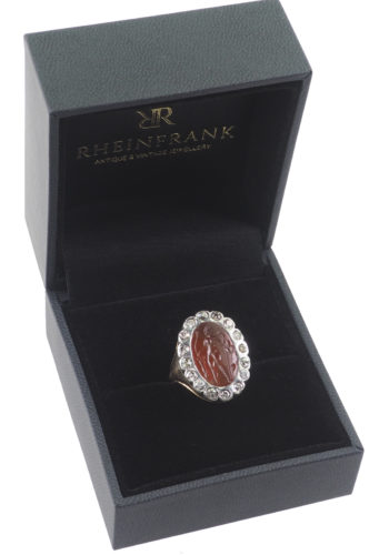 Ca. 1900 - Signet ring / Man's pinkie finger ring, Carnelian & Diamonds - Image 5