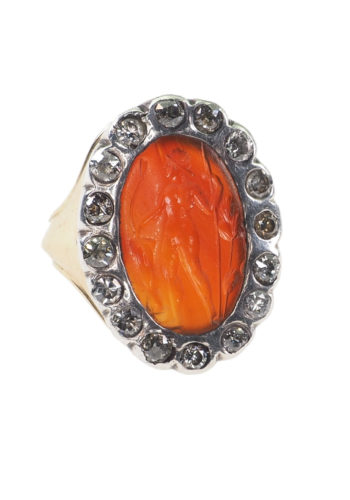 Ca. 1900 - Signet ring / Man's pinkie finger ring, Carnelian & Diamonds - Image 3