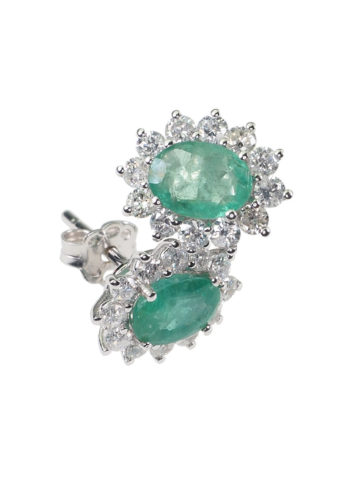 Second Hand - Italian Emerald-Ear studs with 24 Diamonds - Image 3