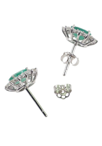 Second Hand - Italian Emerald-Ear studs with 24 Diamonds - Image 5