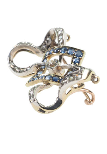 Ca. 1900 - "Bow" Brooch with Diamonds & Sapphires - Image 6