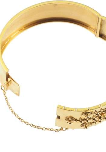 Ca. 1860 - Victorian English Goldbangle with Enamel & Garnet cabochon - Image 6