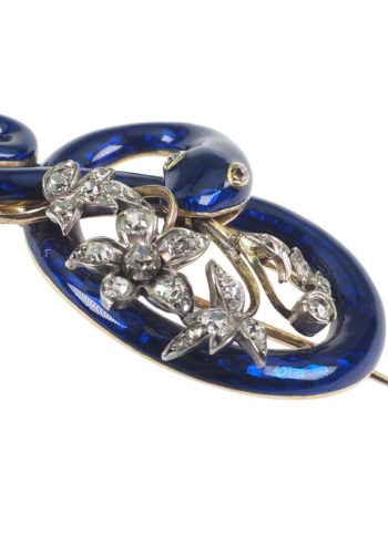 Ca. 1840 - Victorian English Snake brooch, with blue Enamel - Image 5