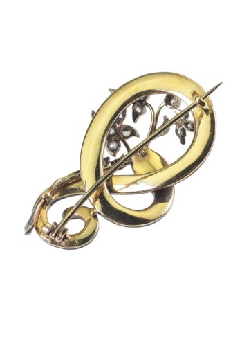 Ca. 1840 - Victorian English Snake brooch, with blue Enamel - Image 6