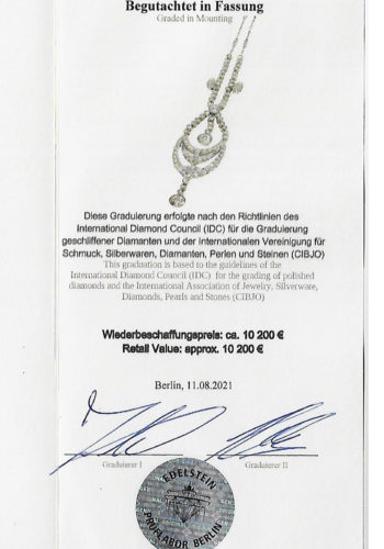 Ca. 1910 - Diamonds Necklace from Edwardian, incl. Gemstones certificate! - Image 8