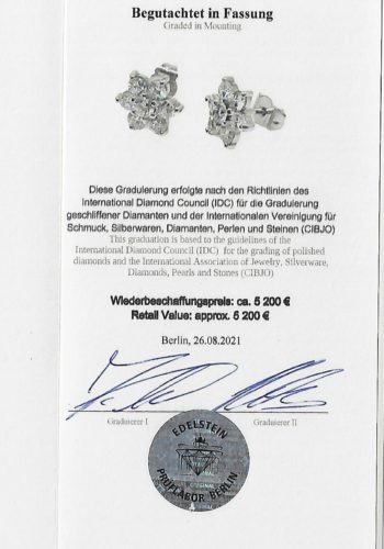 Ca. 1990 - Vintage Diamonds Ear studs, incl. Gemstones certificate! - Image 8