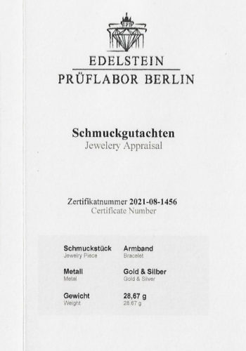 Ca. 1900 - Rosegold & Silver Diamondsbracelet Dutch, incl. Gemstones certificate! - Image 8