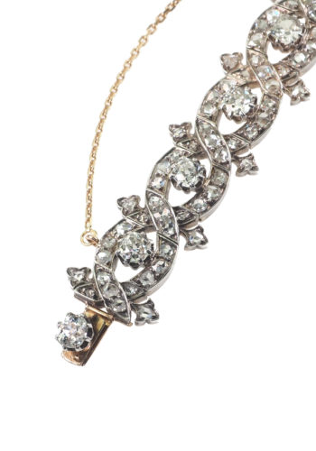 Ca. 1900 - Rosegold & Silver Diamondsbracelet Dutch, incl. Gemstones certificate! - Image 3