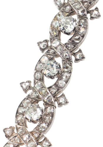 Ca. 1900 - Rosegold & Silver Diamondsbracelet Dutch, incl. Gemstones certificate! - Image 4