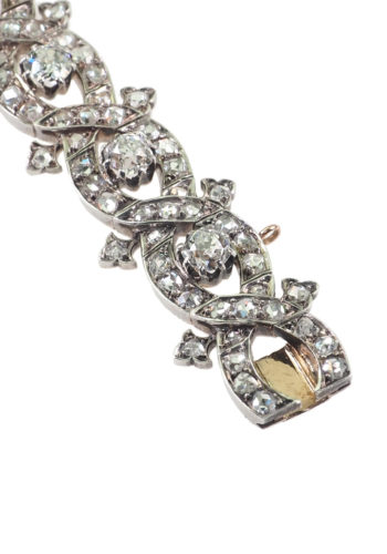 Ca. 1900 - Rosegold & Silver Diamondsbracelet Dutch, incl. Gemstones certificate! - Image 5