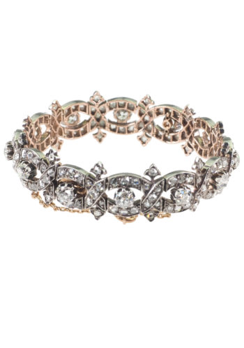 Ca. 1900 - Rosegold & Silver Diamondsbracelet Dutch, incl. Gemstones certificate! - Image 6