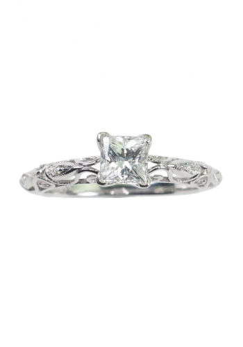 Ca. 1980 - Princess-cut Diamond Vintage Engagement ring - Image 3