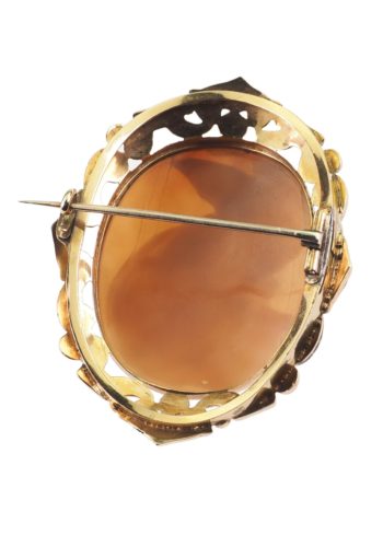 Ca. 1870 - Shell cameo Brooch with 18K Gold frame & Enamel - Image 4