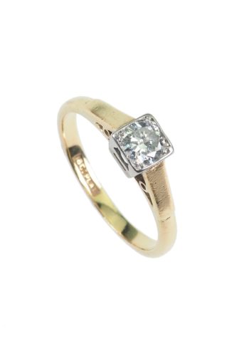 Ca. 1950 - Brilliant Solitaire Engagement ring with half carat stone - Image 3