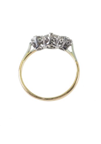 Ca. 1960 - Three stones Diamondring / 18K Gold Engagement ring - Image 5