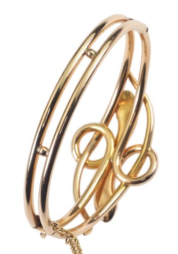 Ca. 1890 - "Two snakes" French Goldbangle - Image 5
