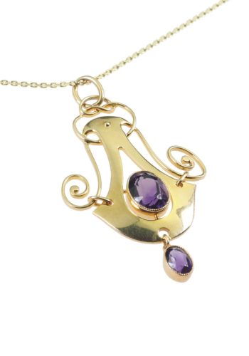 Ca. 1900 - "Murrle Bennet" Goldpendant with two Amethysts - Image 3