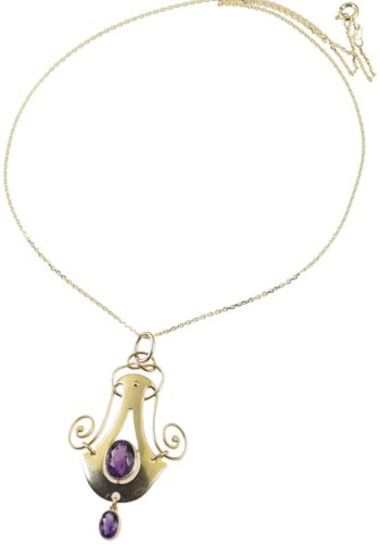 Ca. 1900 - "Murrle Bennet" Goldpendant with two Amethysts - Image 4
