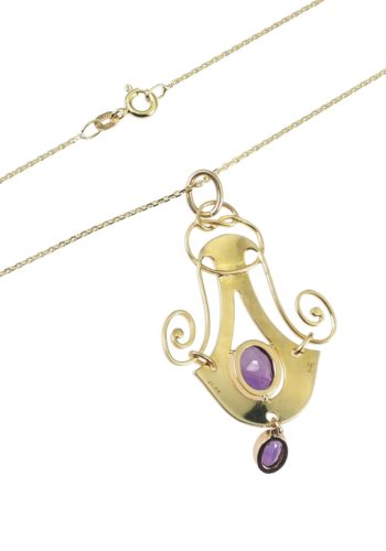 Ca. 1900 - "Murrle Bennet" Goldpendant with two Amethysts - Image 5