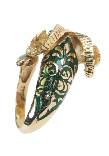 Ca. 1980 - 18K Goldring "Ram head" with Enamel work - Image 4