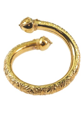 Ca. 1880 - 15K Gold Bangle with Hand-engravings & Granulation - Image 6
