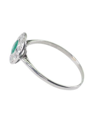 Ca. 1930 - Emeraldring made of Platinum, with 10 Diamonds Daisy - Image 4