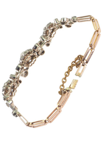 Ca. 1880 - Victorian English Diamondsbracelet with three Pearls - Image 5