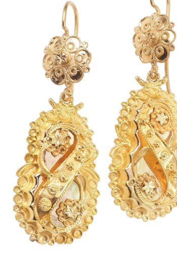 Ca. 1870 - Victorian English Goldearrings made of 15K Gold - Image 4