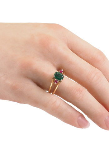 Ca. 1940 - Art déco Turn over-Ring / Ruby & Emeraldring - Image 3