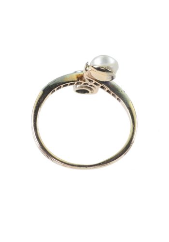 Ca. 1910 - You+Me Engagement ring with Diamonds & Pearl - Image 5