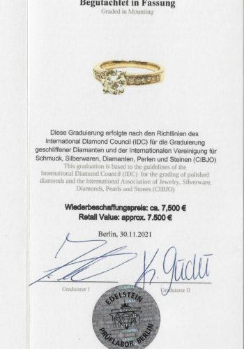 Ca. 1970 - Brilliant Solitaire Engagement ring, incl. Gemstones certificate! - Image 7