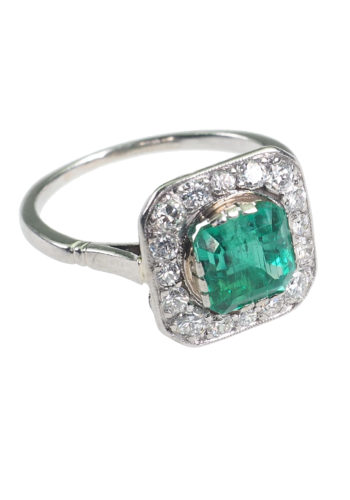 Ca. 1930 - Art déco Emeraldring, incl. Gemstones certificate! - Image 4