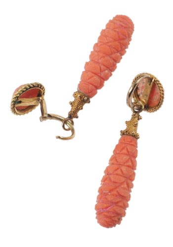 Ca. 1830 - Coral Earrings "Night & Day", English - Image 4