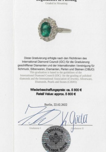 ** SOLD ** Ca. 1960 - Emeraldring / Engagement ring, incl. Gemstones certificate! - Image 8
