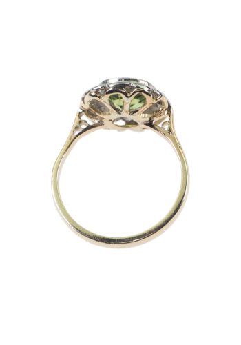 Ca. 1910 - Peridotring / Daisy ring with 12 Diamonds - Image 4