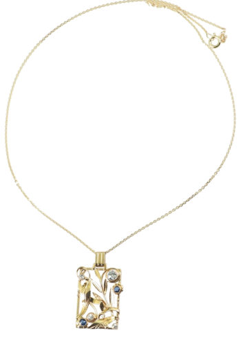 Ca. 1930 - Gold Pendant with chain, German Art déco - Image 4